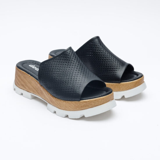 Zuecos de vestir negros para mujer de piel con plataforma | TUASOLEA