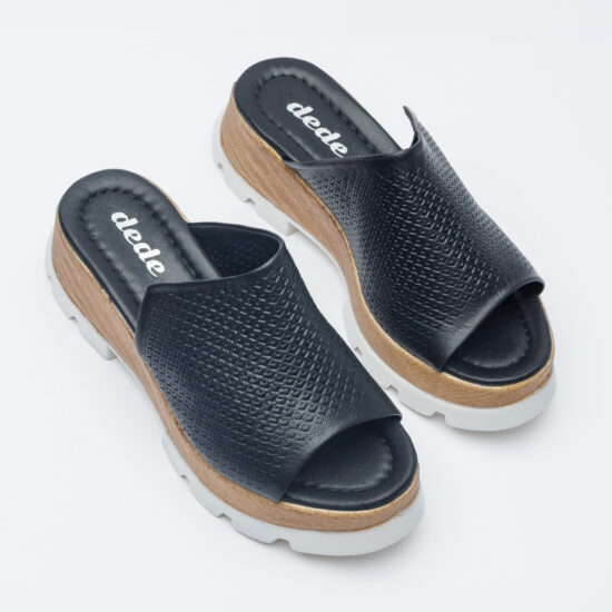 Zuecos de vestir negros para mujer de piel con plataforma | TUASOLEA