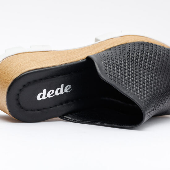 Zuecos de vestir negros para mujer de piel con plataforma | TUASOLEA