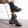 Botas planos de piel con estampado de colores para mujer con cordones Botines mujer 2