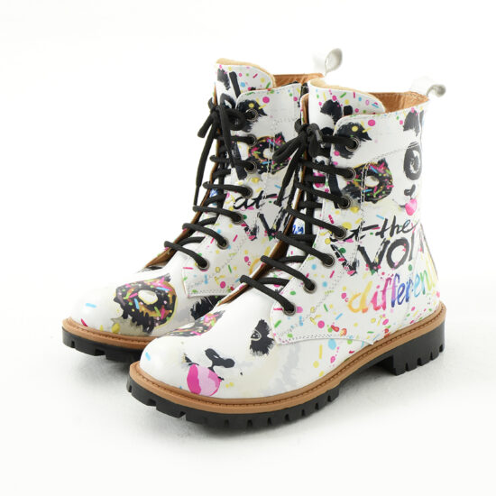 Botas planos de piel blancos para mujer con cordones | TUASOLEA