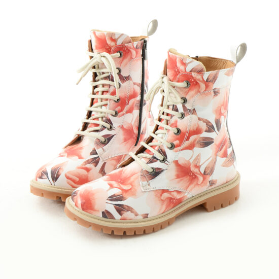 Botas planos de piel blancos para mujer con cordones | TUASOLEA