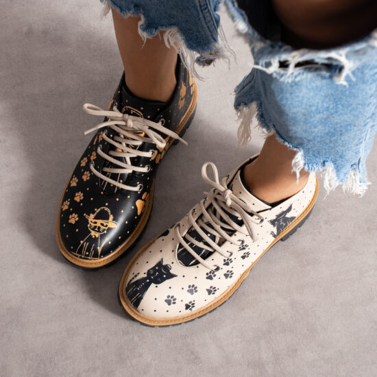 Botines planos de piel negros para mujer con cordones | TUASOLEA