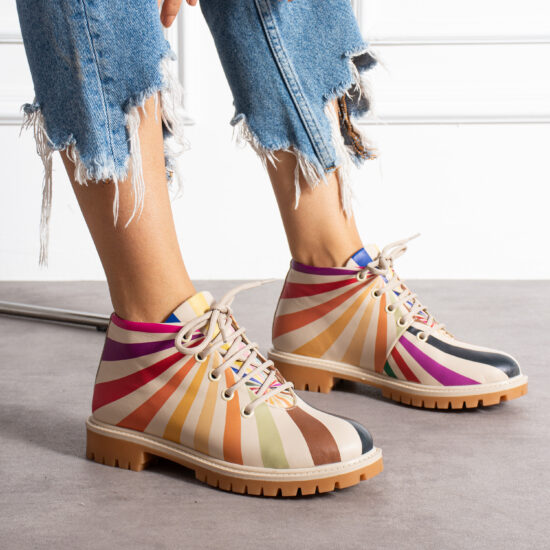 Botines planos de piel beige para mujer con cordones | TUASOLEA