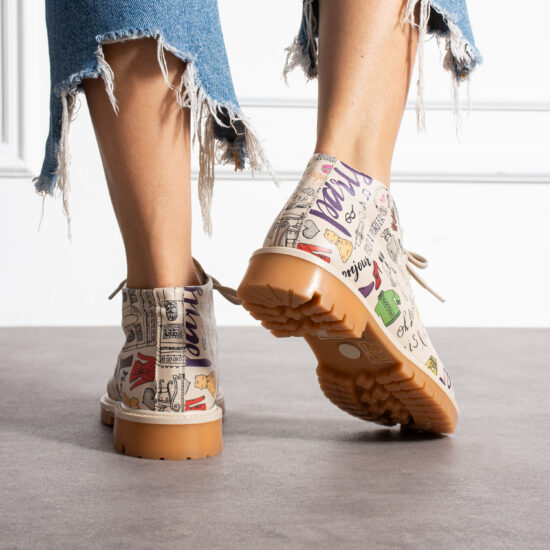 Botines planos de piel beige para mujer con cordones | TUASOLEA