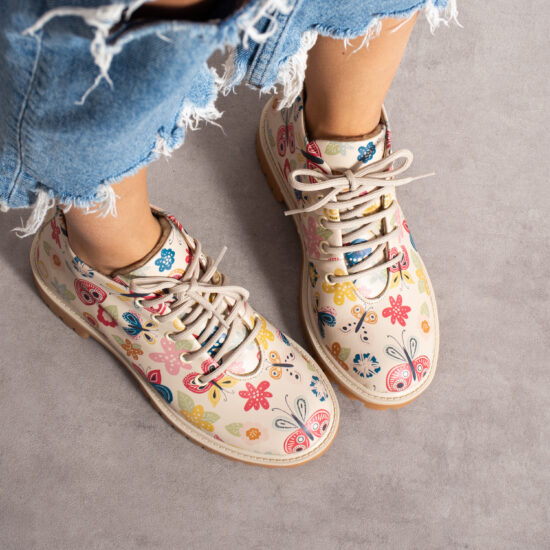 Botines planos de piel beige para mujer con cordones | TUASOLEA