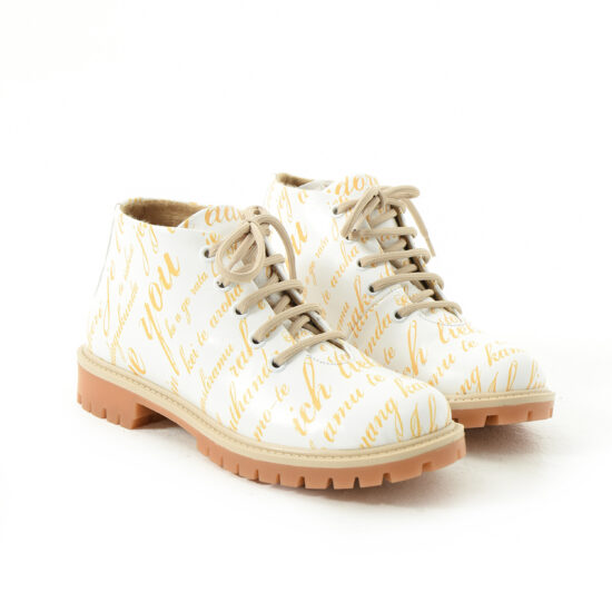 Botines planos de piel blancos para mujer con cordones | TUASOLEA