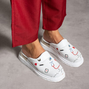 Zuecos sanitarios blancos de piel para enfermeras Zuecos sanitarios mujer Sanitarios