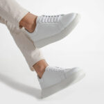 Zapatillas casual para hombre blancas de piel natural