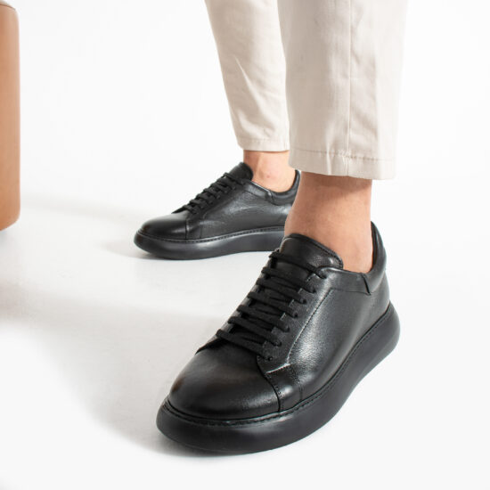 Alternative view of Zapatillas casual para hombre negras de piel natural