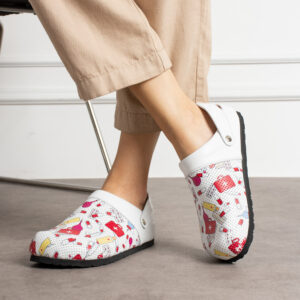 Zuecos sanitarios planos de piel para mujer Zuecos planos mujer Sanitarios