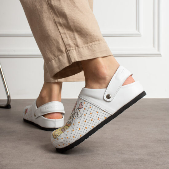 Zuecos de cocina planos de piel para mujer | TUASOLEA