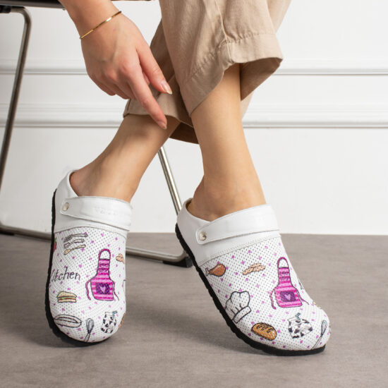 Zuecos de cocina planos de piel para mujer | TUASOLEA