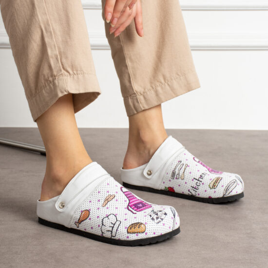 Zuecos de cocina planos de piel para mujer | TUASOLEA