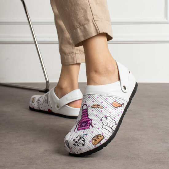 Zuecos de cocina planos de piel para mujer | TUASOLEA