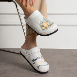 Zuecos planos cómodos de piel para mujer Zuecos con dibujos Estampados