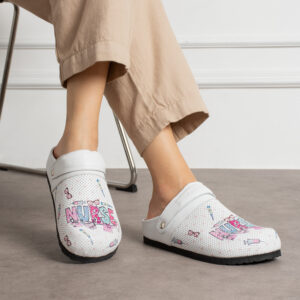 Zuecos sanitarios planos de piel para mujer Zuecos planos mujer Sanitarios