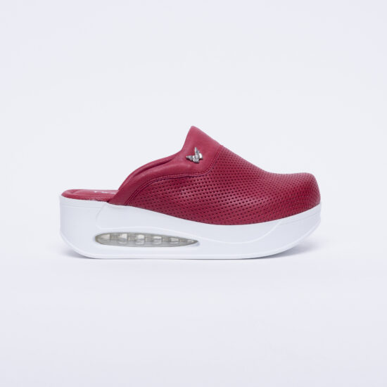 Alternative view of Zuecos de trabajo rojos de piel con plataforma