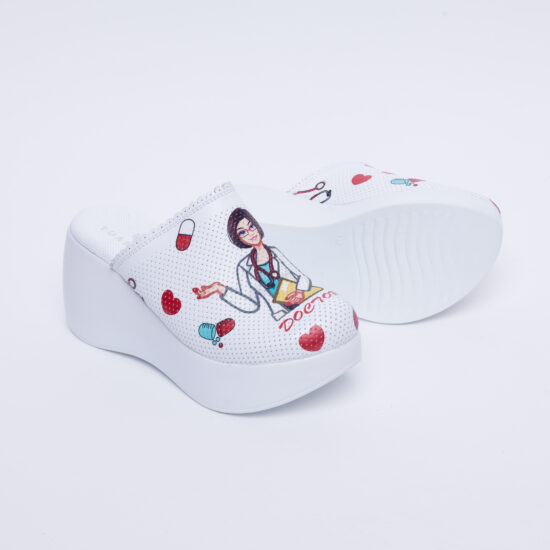 Zuecos sanitarios de piel con plataforma alta | TUASOLEA