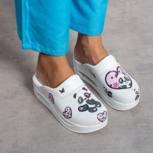 Zuecos de piel con plataforma con dibujo Zuecos con plataforma mujer Estampados