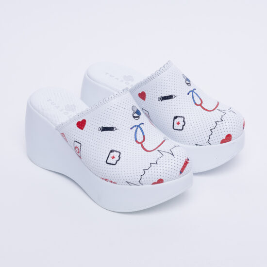 Zuecos sanitarios de piel con plataforma alta | TUASOLEA