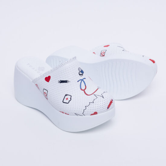 Zuecos sanitarios de piel con plataforma alta | TUASOLEA