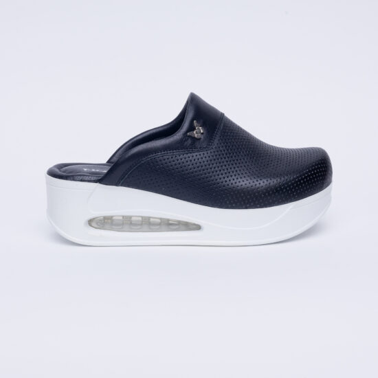 Zuecos sanitarios de piel negra para mujer con plataforma | TUASOLEA