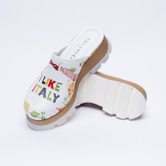 Zuecos cerrados estampados de piel con plataforma efecto madera | TUASOLEA