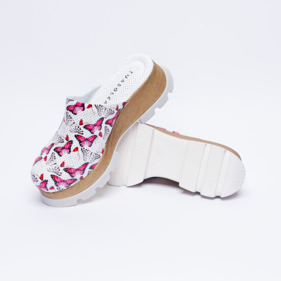 Zuecos cerrados estampados de piel con plataforma efecto madera | TUASOLEA