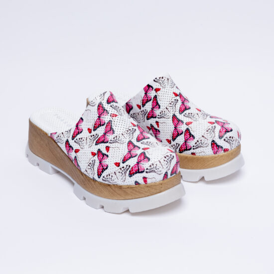 Zuecos cerrados estampados de piel con plataforma efecto madera | TUASOLEA