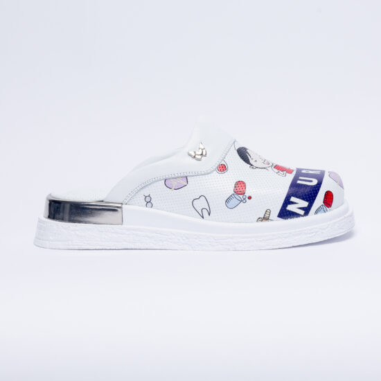 Alternative view of Zuecos sanitarios blancos de piel para enfermeras