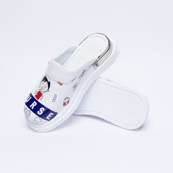 Zuecos sanitarios blancos de piel para enfermeras | TUASOLEA