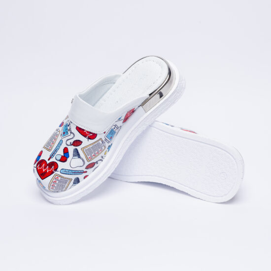 Zuecos sanitarios blancos de piel para enfermeras | TUASOLEA