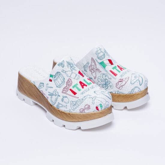 Zuecos cerrados estampados de piel con plataforma efecto madera | TUASOLEA