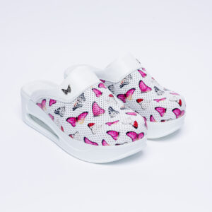 Zuecos de trabajo de piel para mujer con plataforma Zuecos con plataforma mujer Estampados