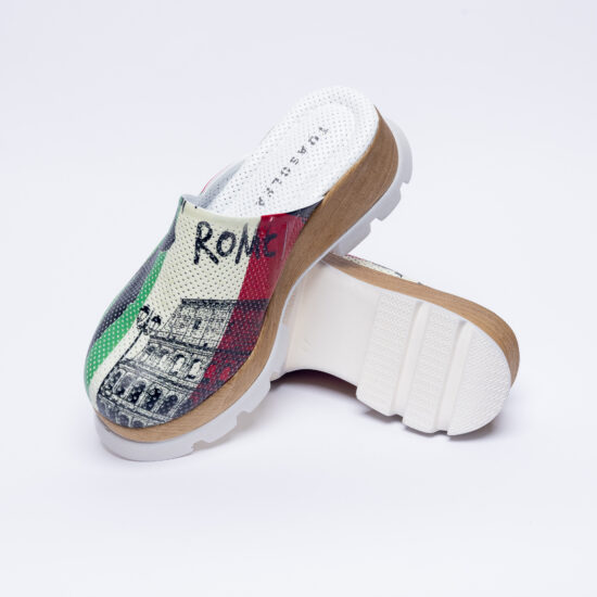 Zuecos cerrados estampados de piel con plataforma efecto madera | TUASOLEA