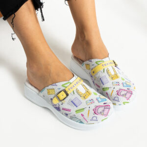 Zuecos de trabajo cómodos de piel para maestras Zuecos sanitarios mujer Maestras y guarderías