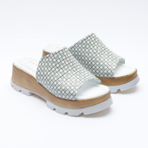 Zuecos de vestir blancos para mujer de piel con plataforma Sandalias mujer y chanclas Monocromáticos