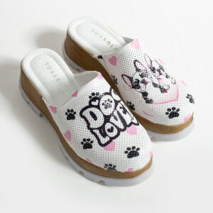 Zuecos cerrados estampados de piel con plataforma efecto madera Zuecos con plataforma mujer Estampados