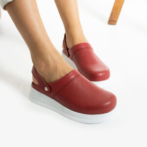 Zuecos antideslizantes de piel para trabajo con tira trasera Zuecos sanitarios mujer Monocromáticos