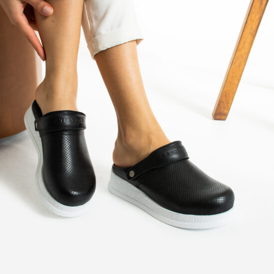 Zuecos antideslizantes de piel para trabajo con tira trasera | TUASOLEA