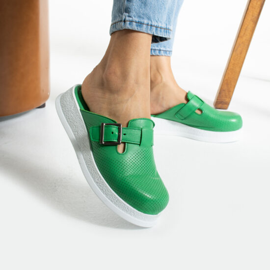 Alternative view of Zuecos de trabajo verdes de piel cómodos y antideslizantes