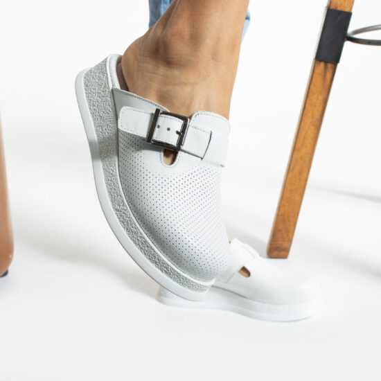 Zuecos de trabajo blancos de piel cómodos y antideslizantes | TUASOLEA