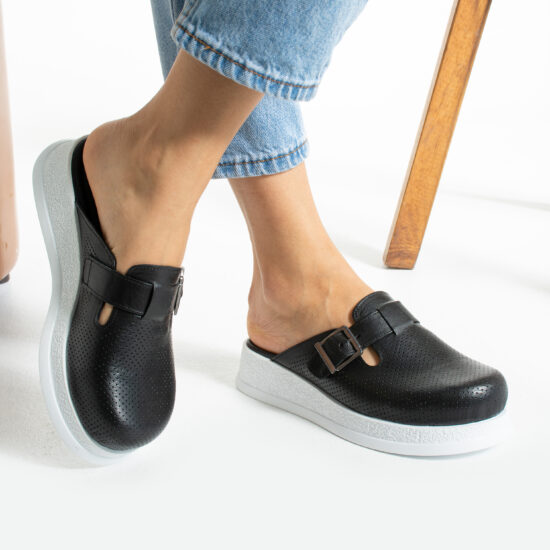 Zuecos de trabajo negros de piel cómodos y antideslizantes | TUASOLEA