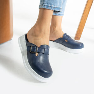 Zuecos de trabajo azules de piel cómodos y antideslizantes Zuecos sanitarios mujer Monocromáticos