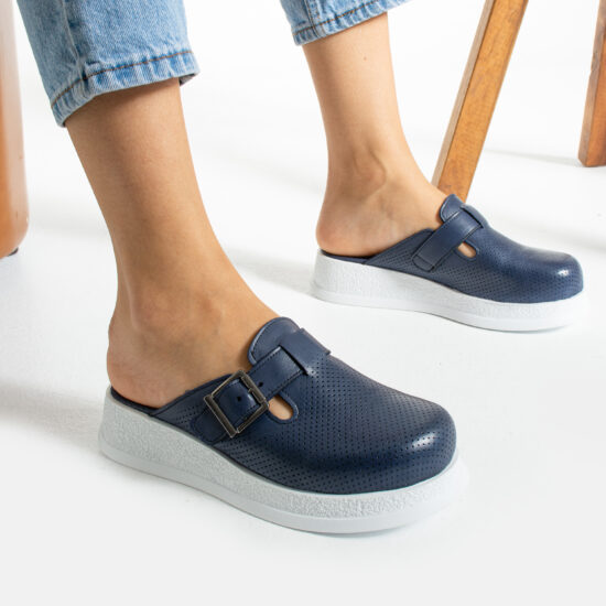 Zuecos de trabajo azules de piel cómodos y antideslizantes | TUASOLEA