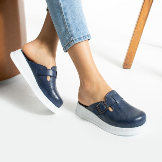 Zuecos de trabajo azules de piel cómodos y antideslizantes | TUASOLEA