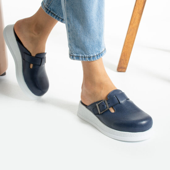 Zuecos de trabajo azules de piel cómodos y antideslizantes | TUASOLEA