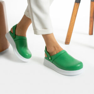 Zuecos antideslizantes de piel para trabajo con tira trasera Zuecos sanitarios mujer Monocromáticos