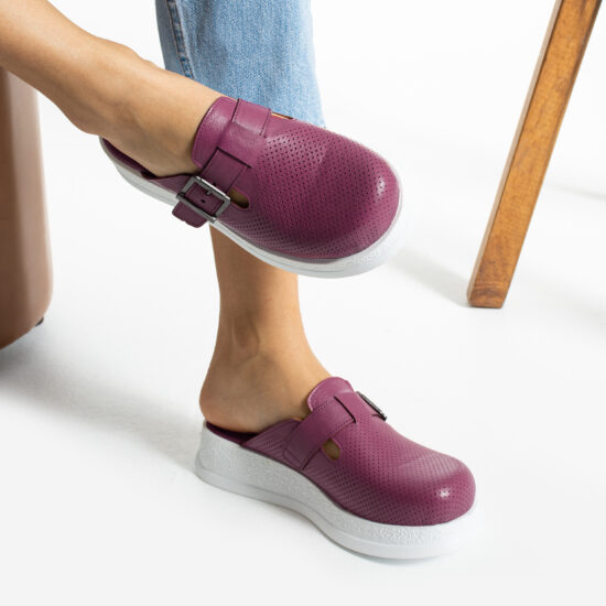 Alternative view of Zuecos de trabajo rojos de piel cómodos y antideslizantes